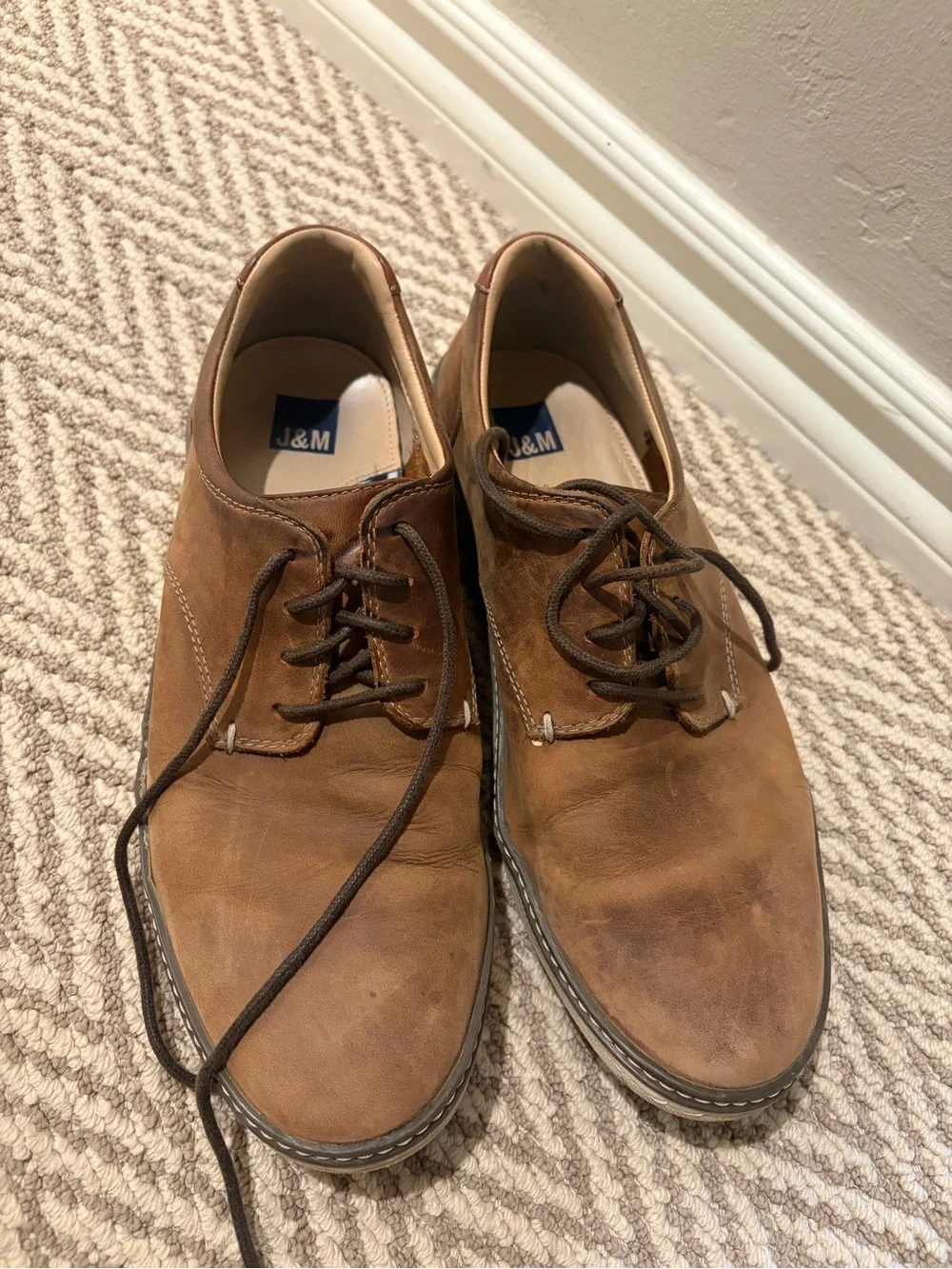 Johnson and Murphy Men's Brown Leather Lace-Up Shoes